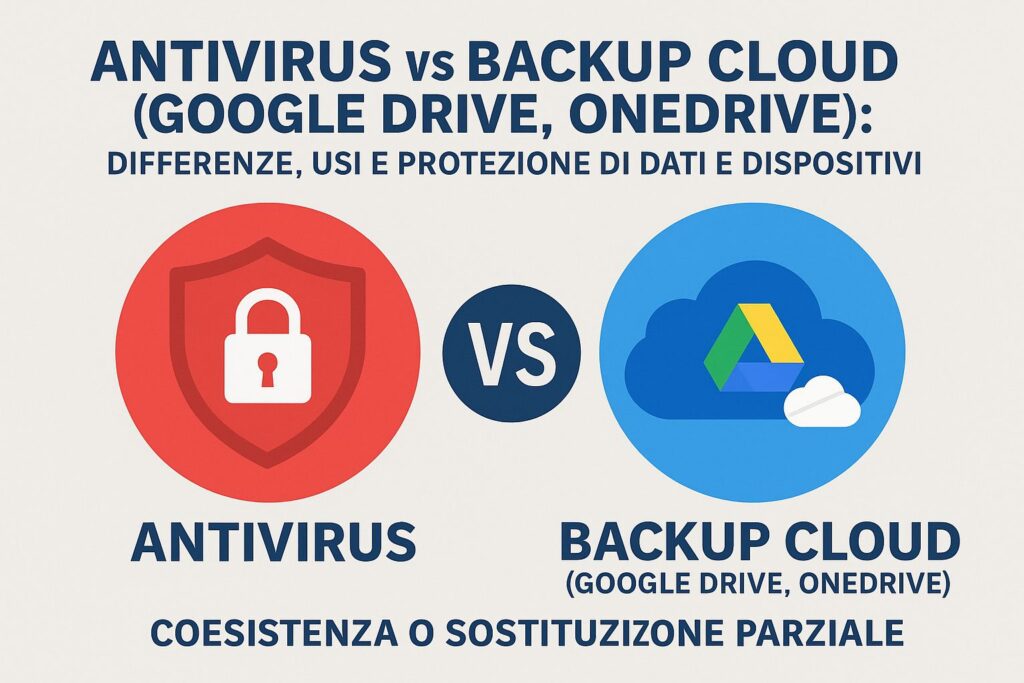 Antivirus vs Backup Cloud (Google Drive, OneDrive): differenze, usi e protezione di dati e dispositivi